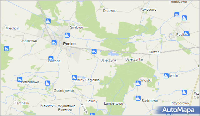 mapa Dzięczyna, Dzięczyna na mapie Targeo