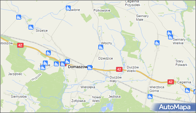 mapa Dziedzice gmina Domaszowice, Dziedzice gmina Domaszowice na mapie Targeo