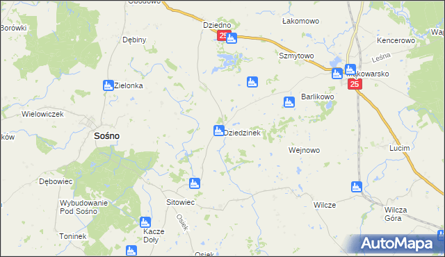 mapa Dziedzinek, Dziedzinek na mapie Targeo