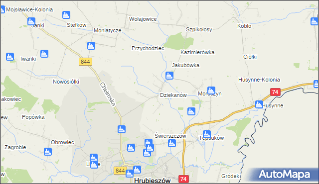 mapa Dziekanów, Dziekanów na mapie Targeo