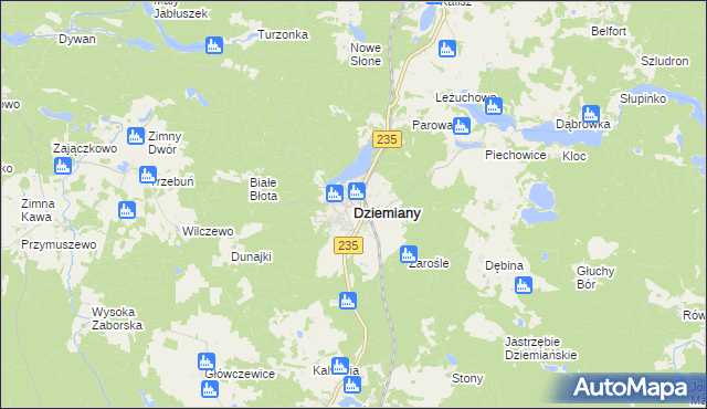 mapa Dziemiany, Dziemiany na mapie Targeo