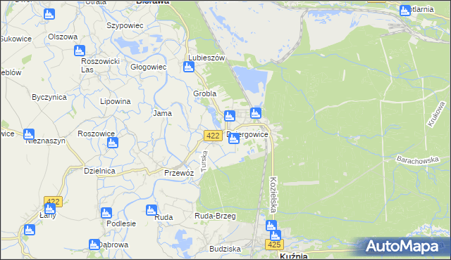 mapa Dziergowice, Dziergowice na mapie Targeo