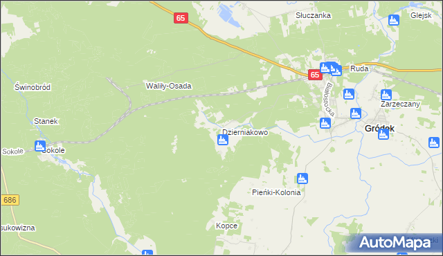 mapa Dzierniakowo, Dzierniakowo na mapie Targeo