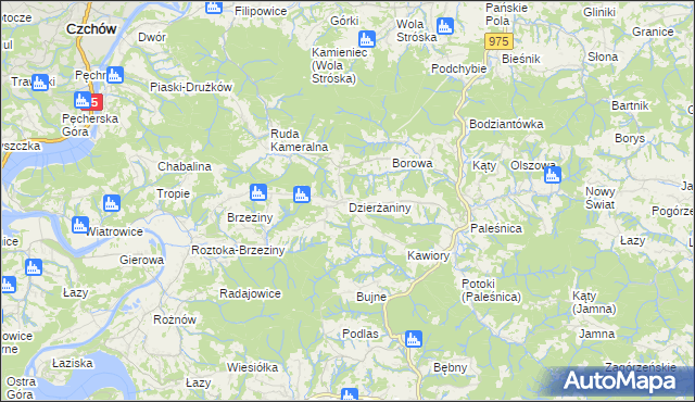 mapa Dzierżaniny, Dzierżaniny na mapie Targeo