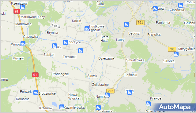 mapa Dzierżawa, Dzierżawa na mapie Targeo