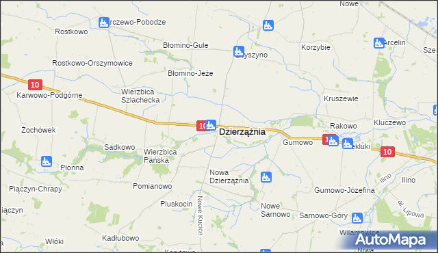 mapa Dzierzążnia, Dzierzążnia na mapie Targeo