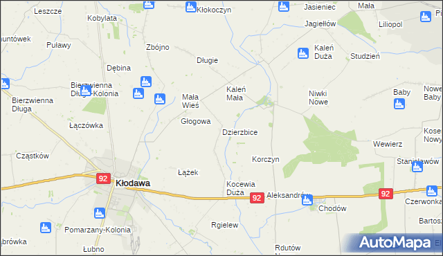 mapa Dzierzbice, Dzierzbice na mapie Targeo