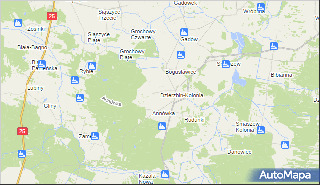 mapa Dzierzbin-Kolonia, Dzierzbin-Kolonia na mapie Targeo