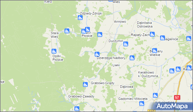 mapa Dzierzęga-Nadbory, Dzierzęga-Nadbory na mapie Targeo