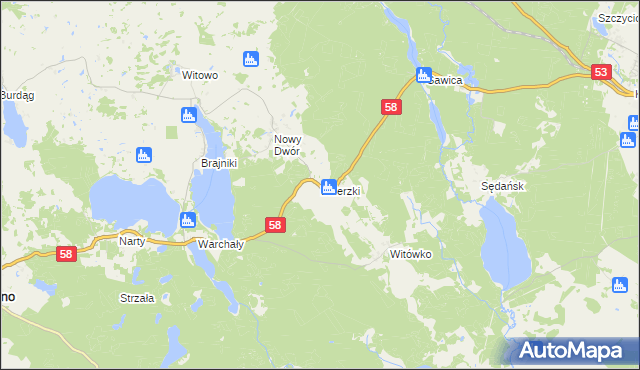 mapa Dzierzki, Dzierzki na mapie Targeo