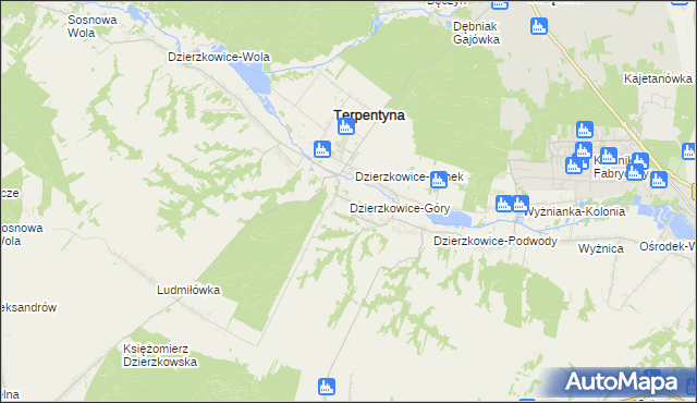 mapa Dzierzkowice-Góry, Dzierzkowice-Góry na mapie Targeo