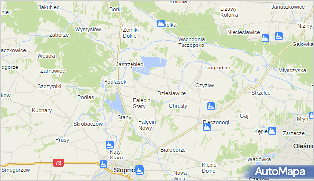 mapa Dziesławice gmina Stopnica, Dziesławice gmina Stopnica na mapie Targeo