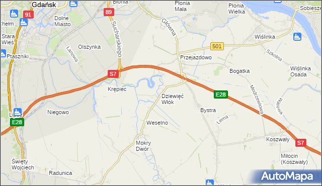 mapa Dziewięć Włók, Dziewięć Włók na mapie Targeo