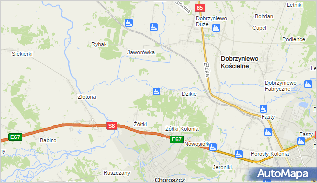 mapa Dzikie-Kolonia, Dzikie-Kolonia na mapie Targeo