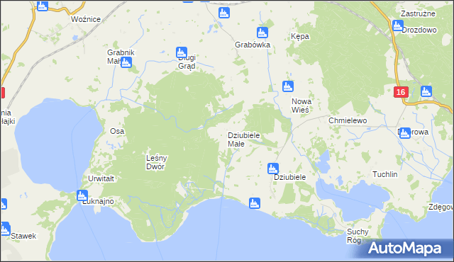 mapa Dziubiele Małe, Dziubiele Małe na mapie Targeo