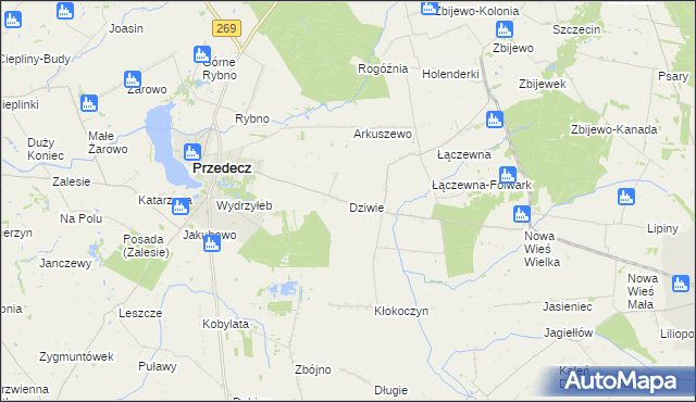 mapa Dziwie, Dziwie na mapie Targeo