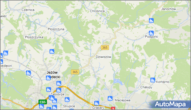 mapa Dziwiszów, Dziwiszów na mapie Targeo