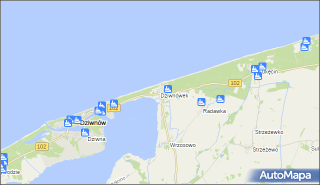 mapa Dziwnówek, Dziwnówek na mapie Targeo