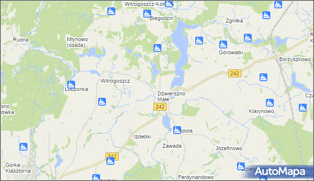 mapa Dźwierszno Małe, Dźwierszno Małe na mapie Targeo