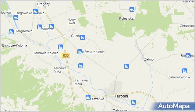 mapa Elizówka gmina Turobin, Elizówka gmina Turobin na mapie Targeo