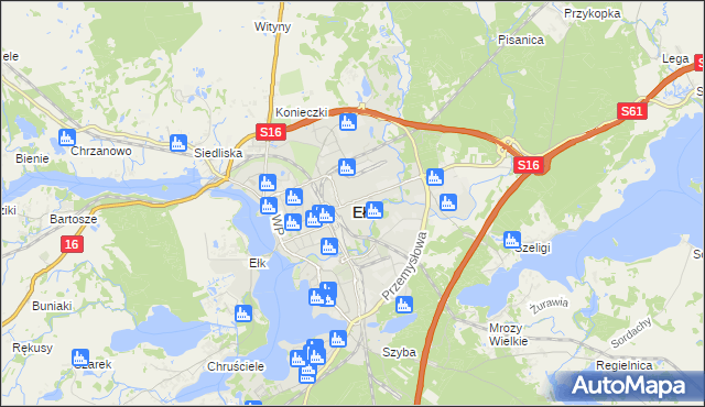 mapa Ełku, Ełk na mapie Targeo