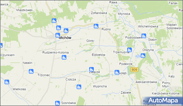 mapa Elżbietów gmina Michów, Elżbietów gmina Michów na mapie Targeo