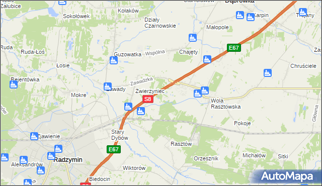 mapa Emilianów gmina Radzymin, Emilianów gmina Radzymin na mapie Targeo