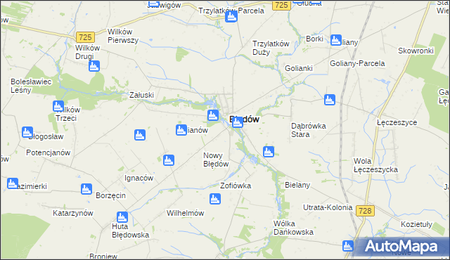 mapa Fabianów gmina Błędów, Fabianów gmina Błędów na mapie Targeo