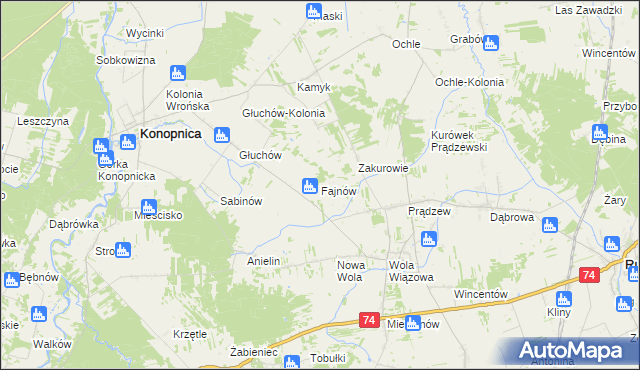 mapa Fajnów, Fajnów na mapie Targeo