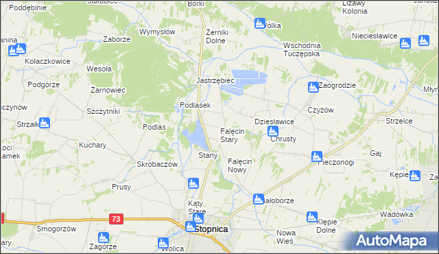 mapa Falęcin Stary, Falęcin Stary na mapie Targeo