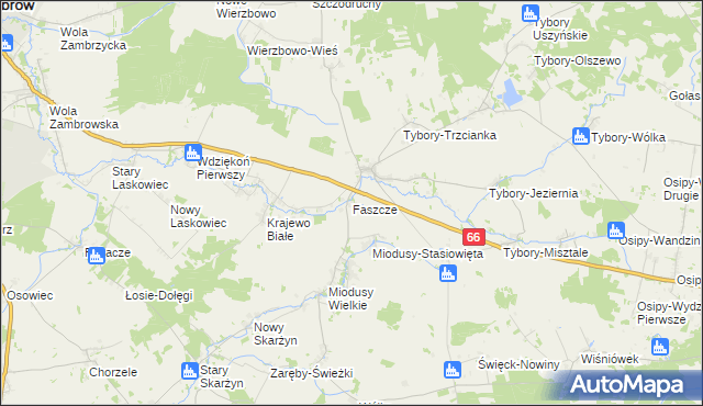 mapa Faszcze gmina Wysokie Mazowieckie, Faszcze gmina Wysokie Mazowieckie na mapie Targeo