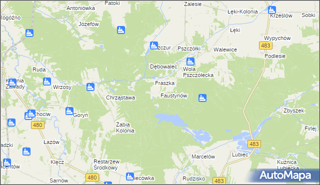 mapa Faustynów, Faustynów na mapie Targeo