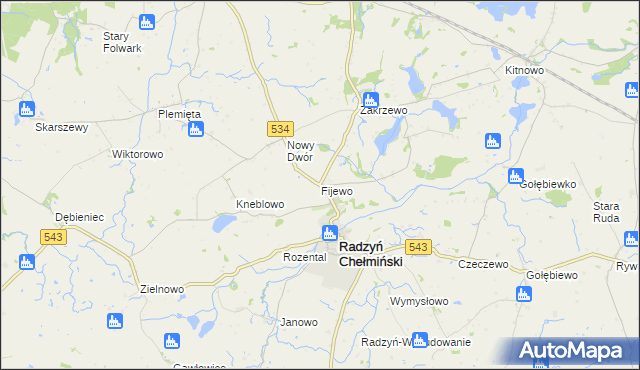 mapa Fijewo gmina Radzyń Chełmiński, Fijewo gmina Radzyń Chełmiński na mapie Targeo