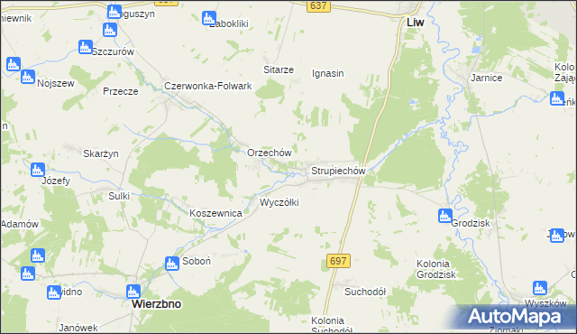 mapa Filipy gmina Wierzbno, Filipy gmina Wierzbno na mapie Targeo