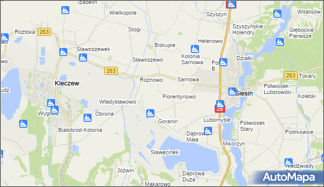 mapa Florentynowo gmina Ślesin, Florentynowo gmina Ślesin na mapie Targeo