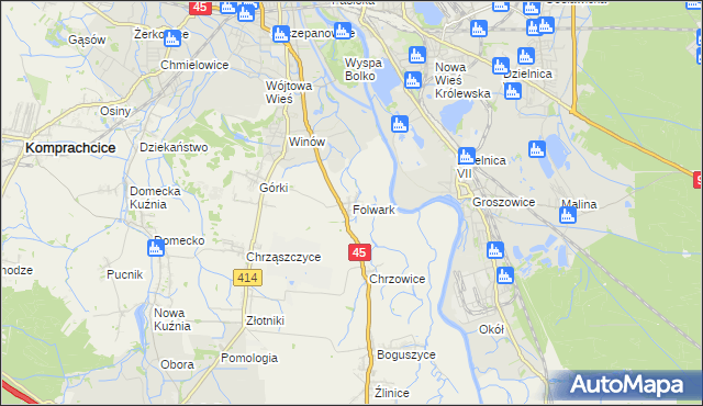 mapa Folwark gmina Prószków, Folwark gmina Prószków na mapie Targeo