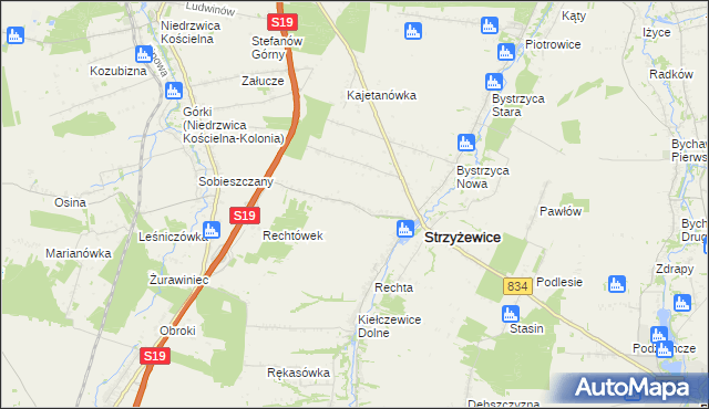 mapa Franciszków gmina Strzyżewice, Franciszków gmina Strzyżewice na mapie Targeo