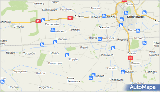 mapa Franki gmina Krośniewice, Franki gmina Krośniewice na mapie Targeo