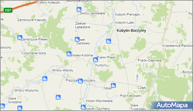 mapa Franki-Piaski, Franki-Piaski na mapie Targeo