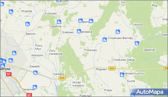 mapa Frankowo gmina Przasnysz, Frankowo gmina Przasnysz na mapie Targeo