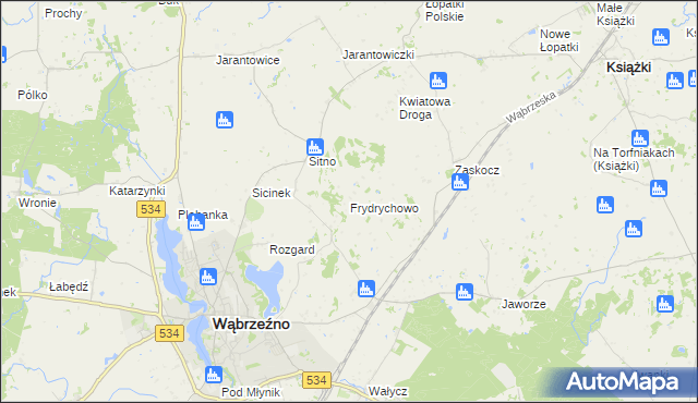 mapa Frydrychowo gmina Ryńsk, Frydrychowo gmina Ryńsk na mapie Targeo