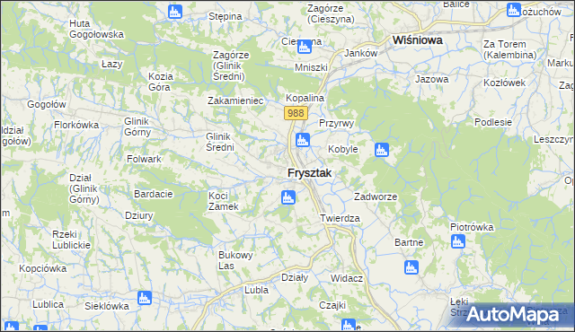 mapa Frysztak, Frysztak na mapie Targeo