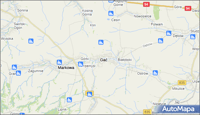 mapa Gać powiat przeworski, Gać powiat przeworski na mapie Targeo