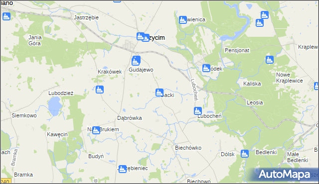 mapa Gacki gmina Drzycim, Gacki gmina Drzycim na mapie Targeo