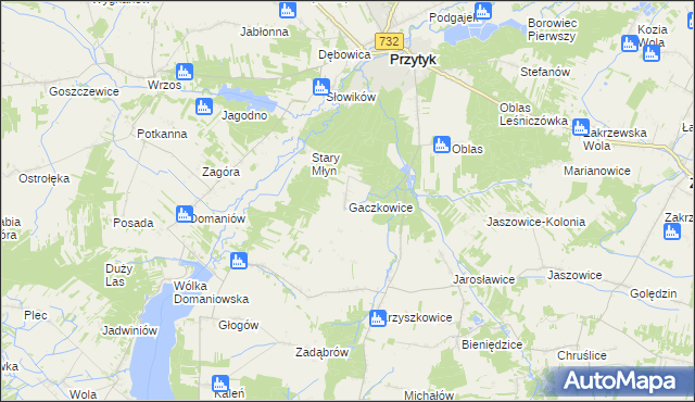 mapa Gaczkowice, Gaczkowice na mapie Targeo