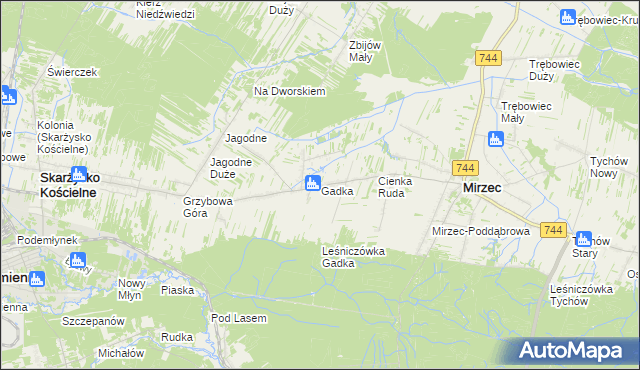 mapa Gadka gmina Mirzec, Gadka gmina Mirzec na mapie Targeo