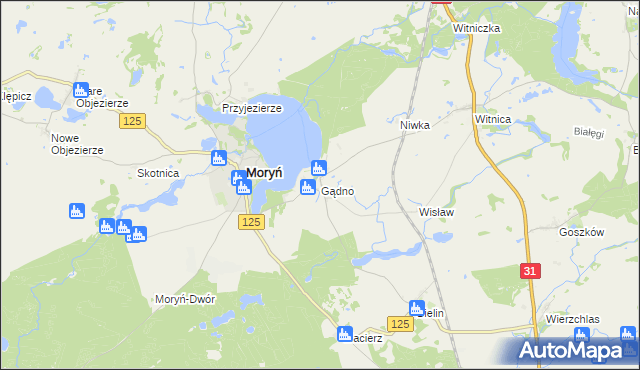 mapa Gądno, Gądno na mapie Targeo