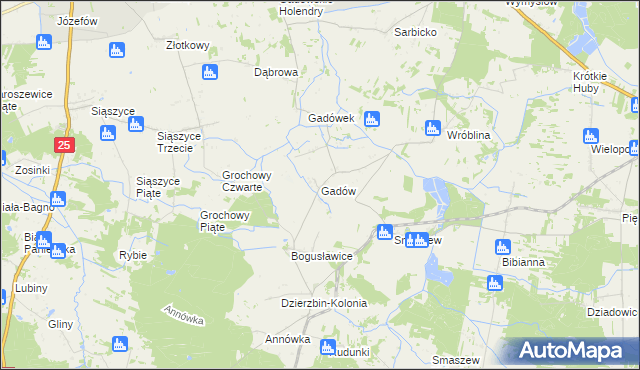 mapa Gadów, Gadów na mapie Targeo