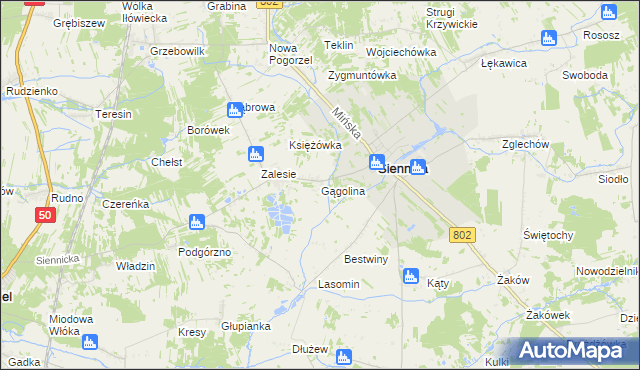 mapa Gągolina, Gągolina na mapie Targeo