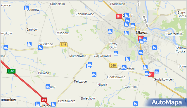 mapa Gaj Oławski, Gaj Oławski na mapie Targeo